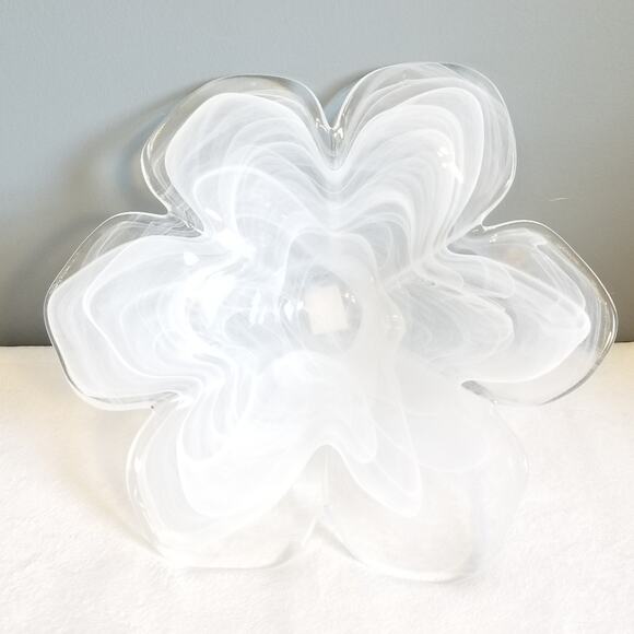 Vintage Obestdorfer Glashutte Mundgeblasen Open Flower Blown Glass Art Bowl Dish - Picture 9 of 16